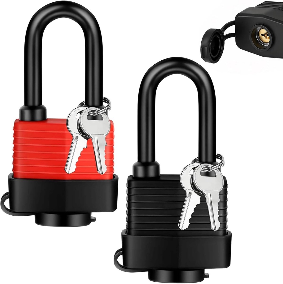 Hangslot gelijksluitend, weerbestendig en waterdicht veiligheidsslot met één sleutel, robuust slot voor tuindeur, garagedeur, kelder en buiten