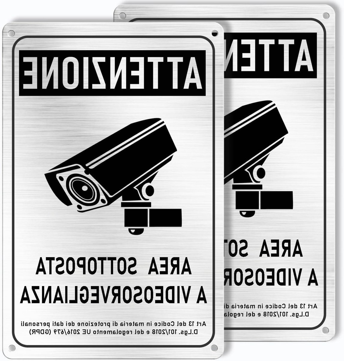 Videobewakingsbord - Camerabewaking Bord - Veiligheid Signalen - Geborsteld Aluminium - 22x15 cm - Aluminium