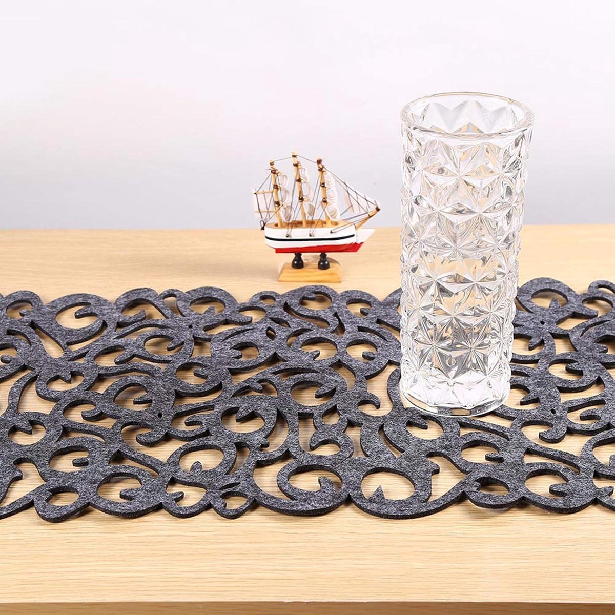 Tafelkleed Runner 7 Kleuren Rechthoek Vorm Vilt Placemats Placemats Huishoudelijke Decoraties Nieuw (Donkergrijs)