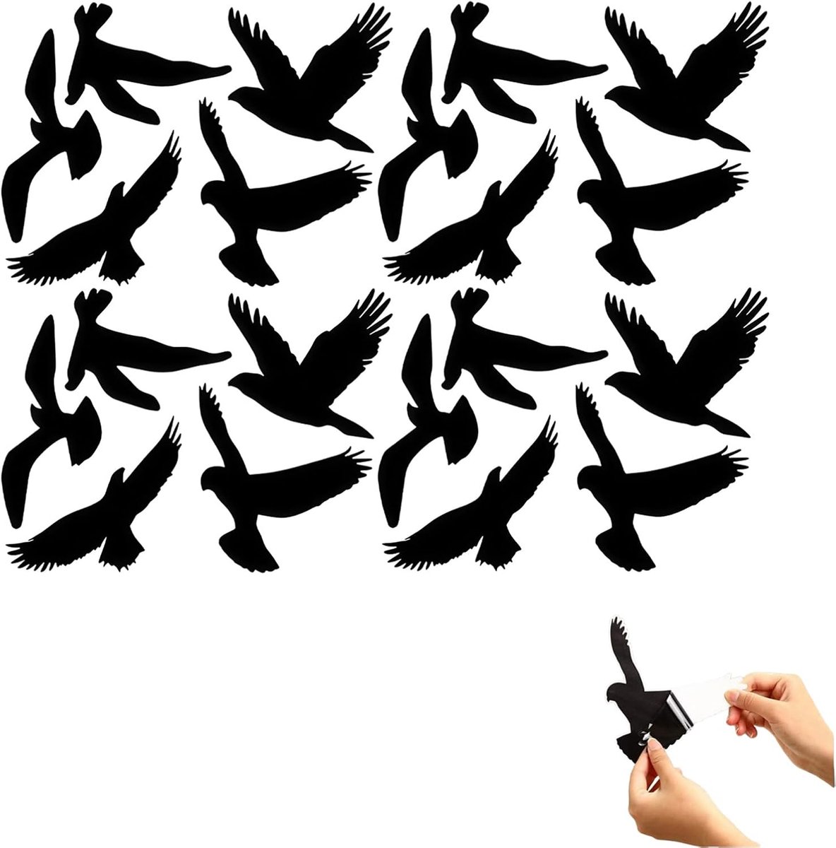Raamstickers in vogelvorm, vogelbescherming, raamstickers, vogelbescherming voor glas, decoratief en eenvoudig aan te brengen, voor thuis en feestjes