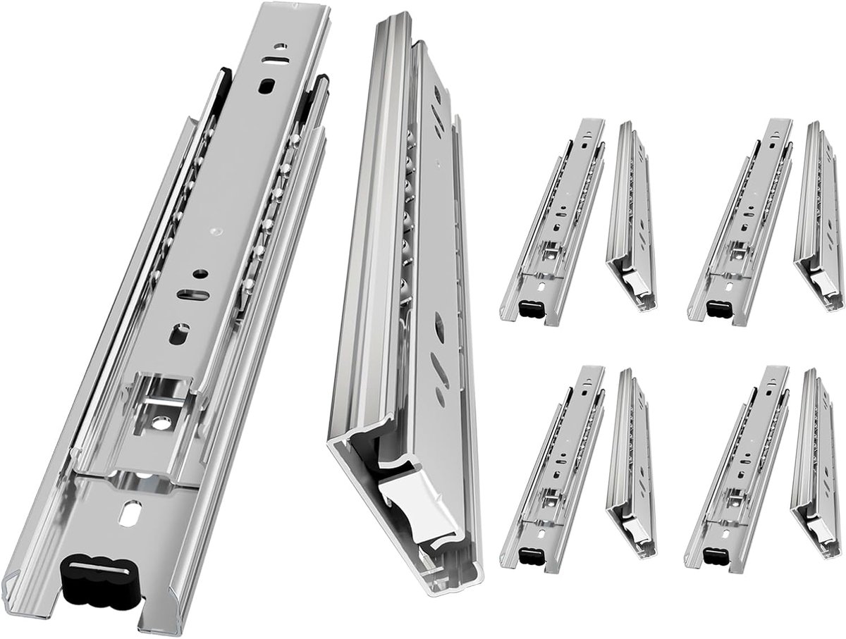 Ladegeleiders ladegeleiders 300 mm 45 kg draagvermogen zware trekschuifregelaars volledige verlenging kogellager keukenkast zilveren treklopers vervangende rails zijmontage