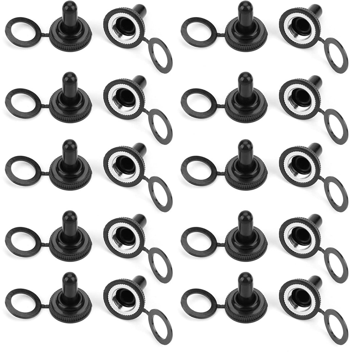 20st waterdichte tuimelschakelaardop, waterdichte knop zwarte hoed rubberen dop bootcover geschikt voor 12 mm tuimelschakelaar
