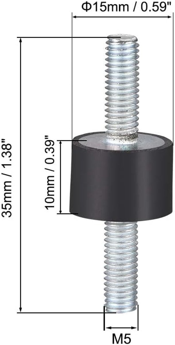 sourcing map 4 stuks rubberen schokdempers, dubbele uiteinden, trillingsdempers met M5 x 15 mm bouten van sourcing-map — afbeelding 5