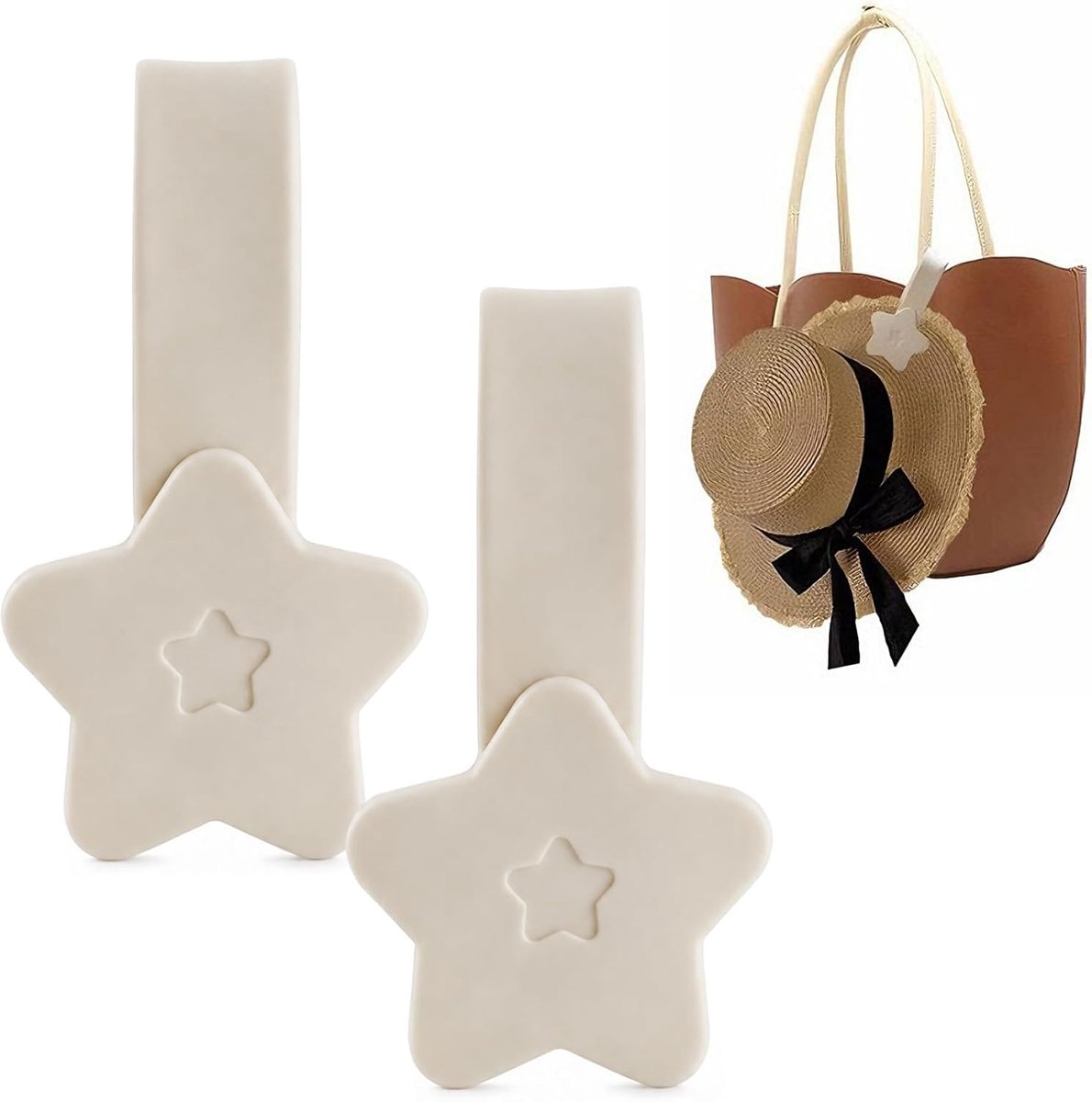 Hoedclip voor op reis, magnetische hoedclip, draagbare reisaccessoires Hutcli voor kinderwagen, reizen, tas, rugzak, handtas, voor dames, volwassenen, kinderen, beige, 2 stuks