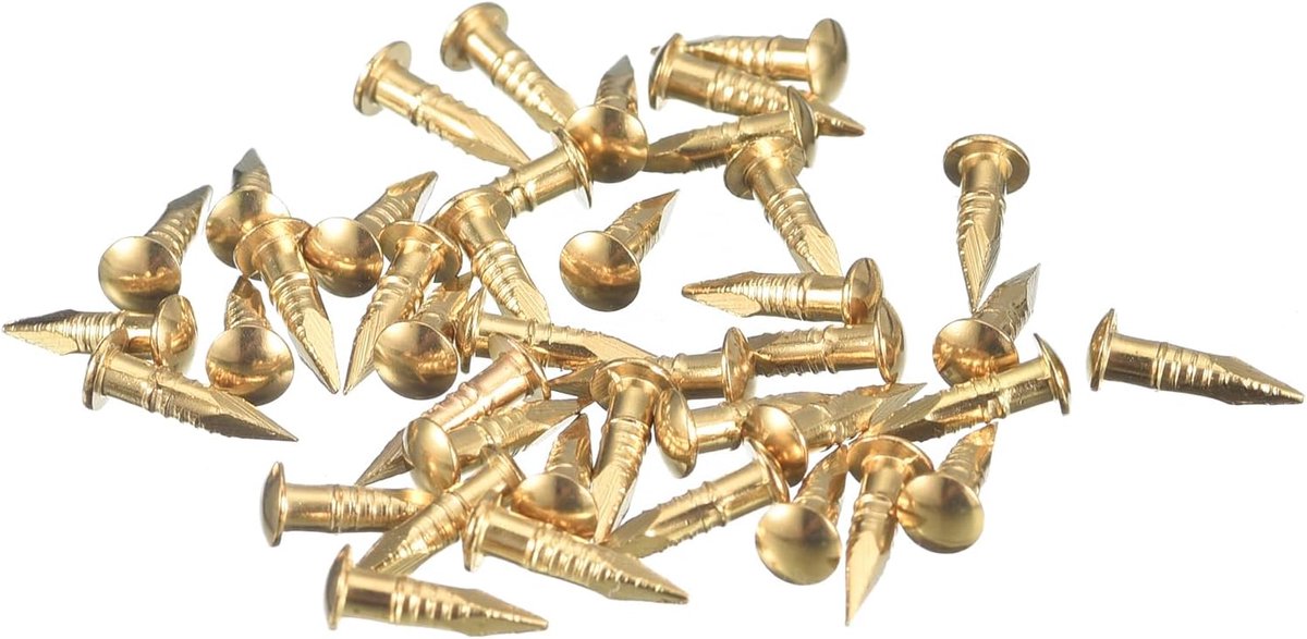 35 stuks kleine kleine nagels, 2 x 10 mm (d x l), kleine messing nagels, hardware, ronde kop, messing, nagel voor hout, doe-het-zelfprojecten, decoratieve dozen, huishouden, messing klei