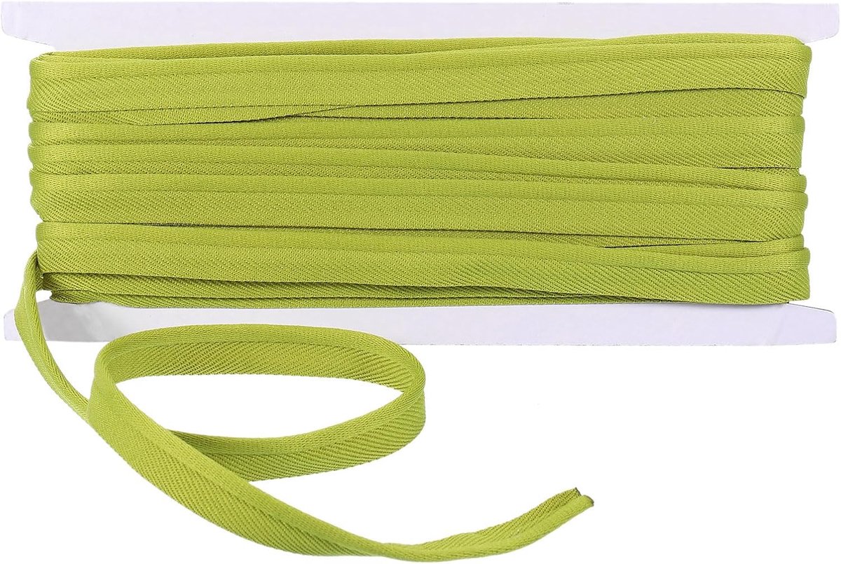 Katoenen paspelband, 10 m × 10 mm brede biasband, naadband, band voor doe-het-zelf handwerk, vlaggetjesslinger, schort handwerk, naaien, grasgroen
