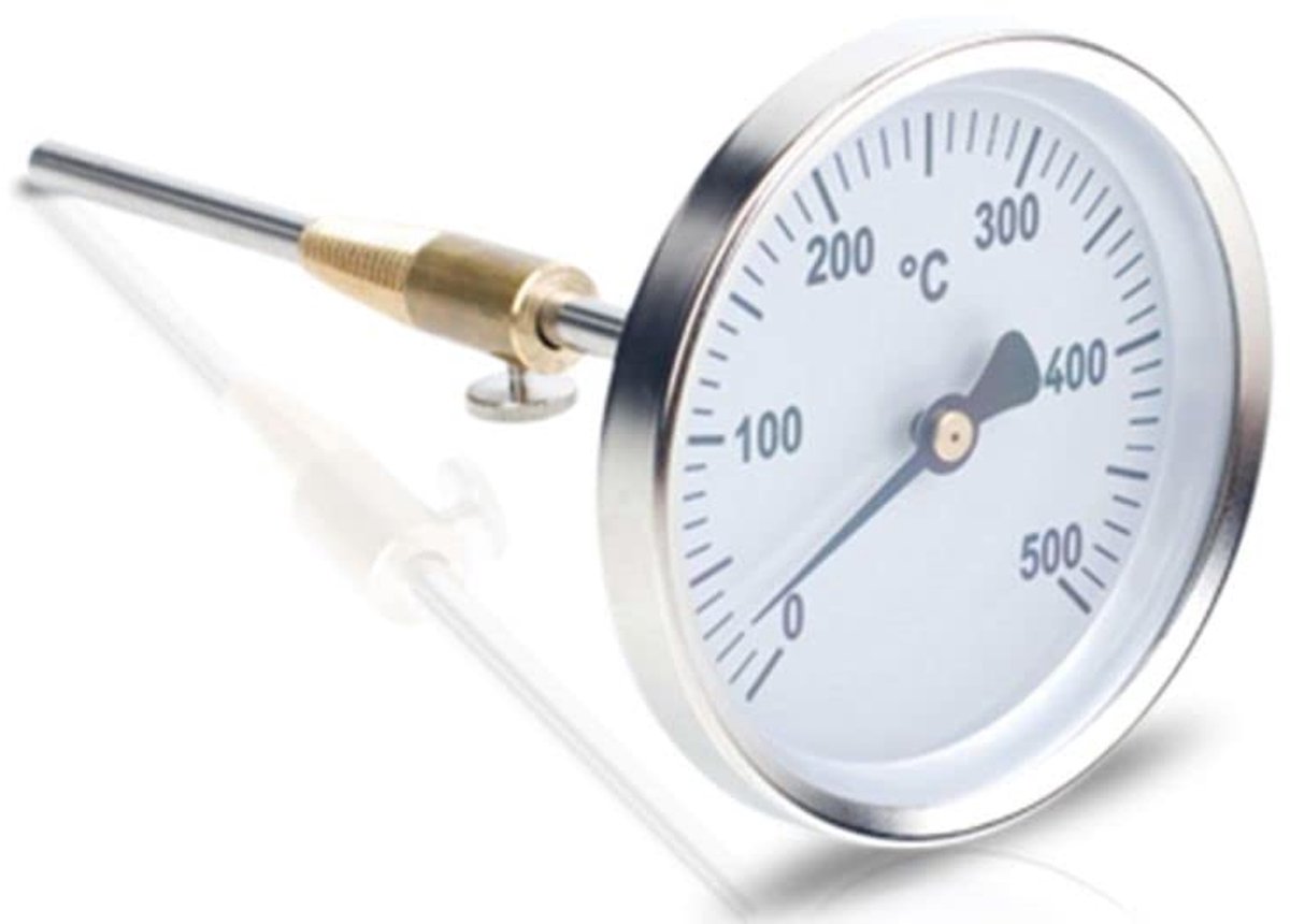 Naar het begin van de fotogalerij springen bimetalen rookgasthermometer tot 500 °C met verstelbare kegel - 200 mm