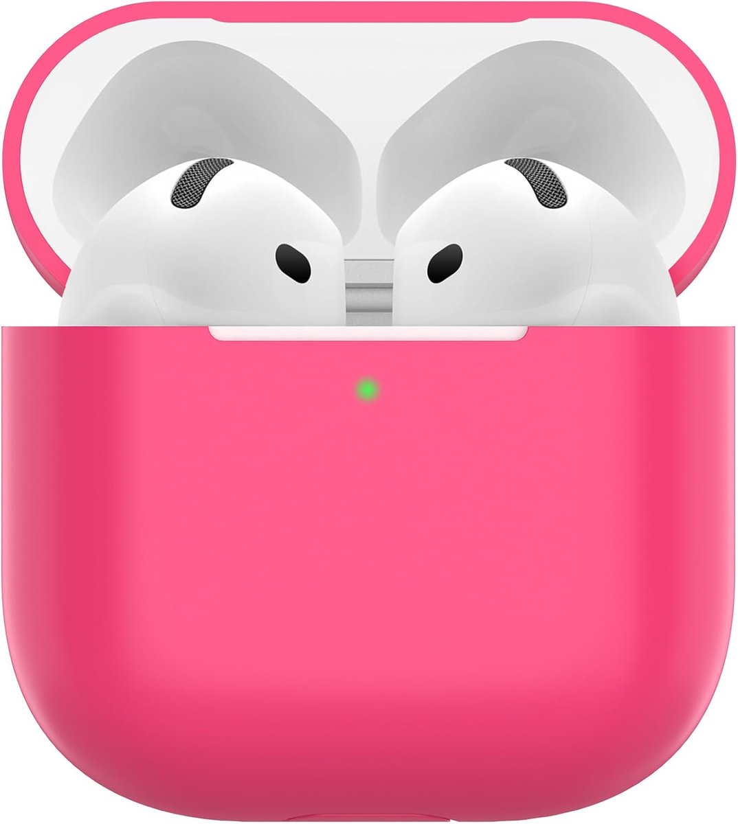 Hoes voor Airpods 4, dun beschermend Silicone Case voor AirPods 4th 2024 (USB-C) Skin Front LED zichtbaar siliconen hoesje, Watermelon Red