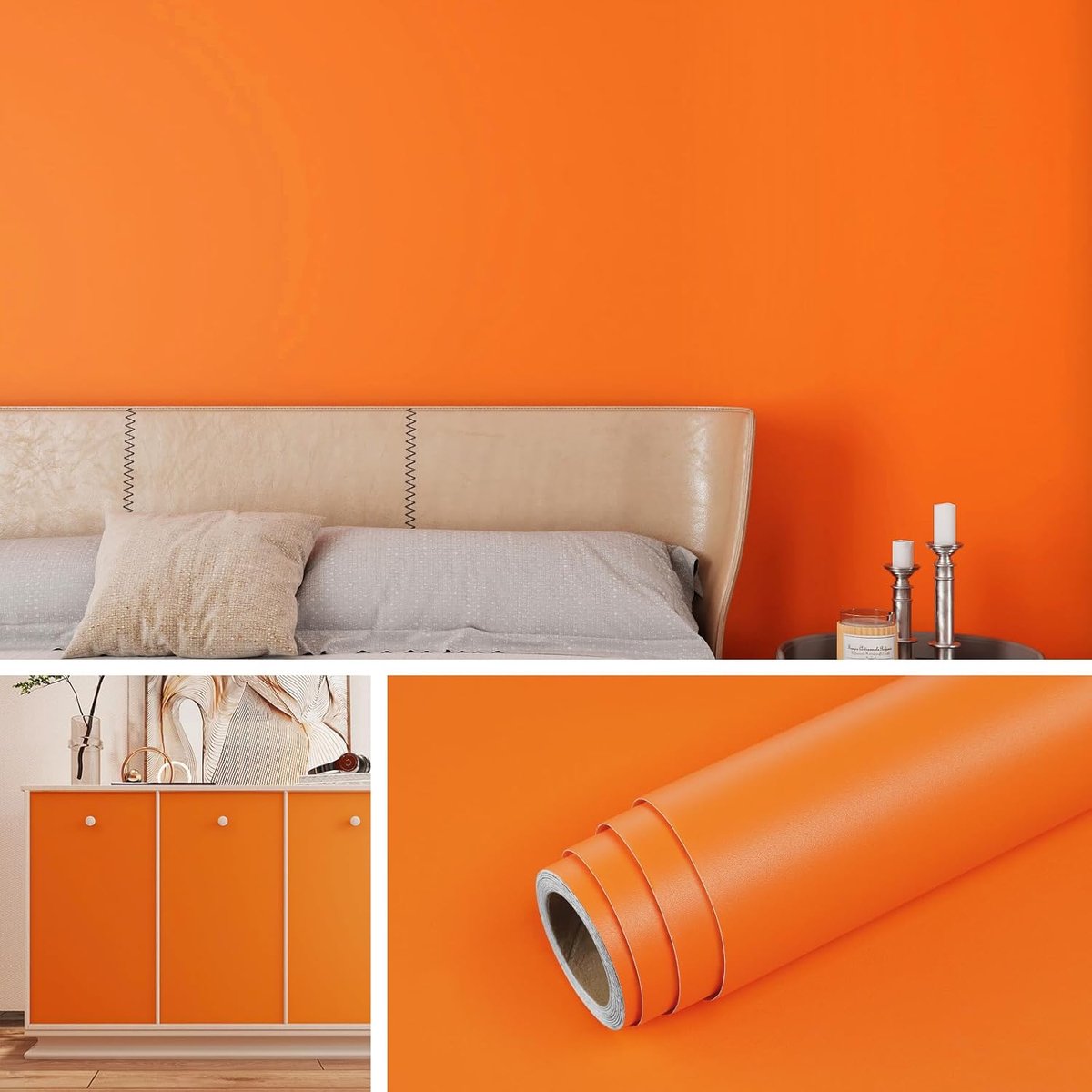 Zelfklevende Film Meubilair Mat Oranje Kabinet Bureau Waterdichte Film voor Keuken Pastel Uni Behang Woonkamer 40CMx2M