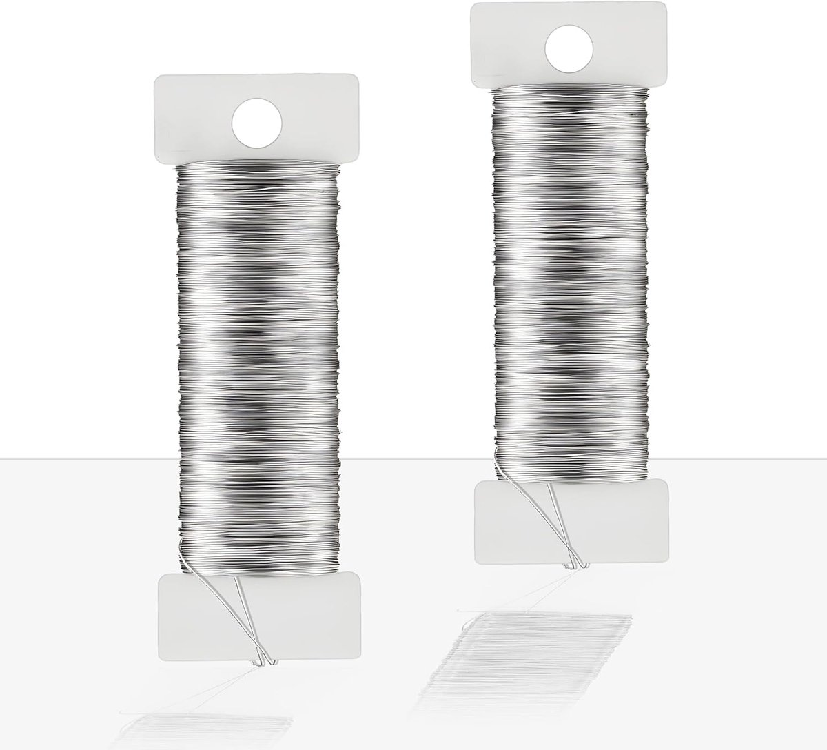 Draad, dun, 0,3 mm x 100 m, zilveren sieradendraad, 2 rollen draad voor het knutselen van sieraden maken, haken, doe-het-zelf handwerk, boeketten, binden en knopen (50 m/rol)