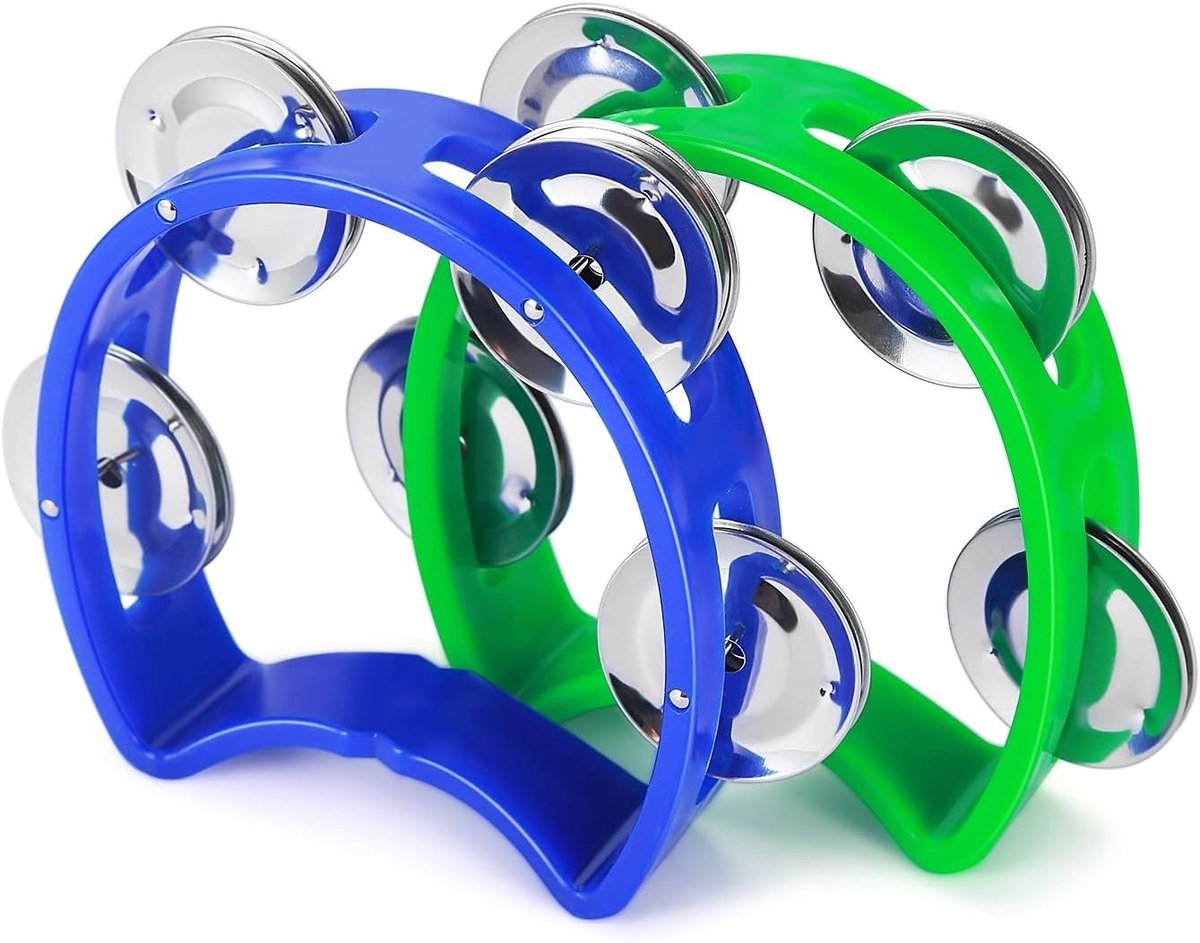 Tamboerijn Hand Bell Percussie Muziekinstrumenten (Blauw & Groen)
