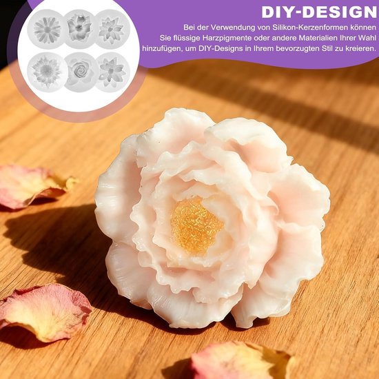 Mallen, Bloemvormige Gietvormen voor Kaarsen Maken, Waterlelie Madelief Roos, Flexibele Mallen voor Zeep, Resin, Chocolade, IJs, Taartdecoratie, Bruiloft en Interieurdecoratie — afbeelding 3