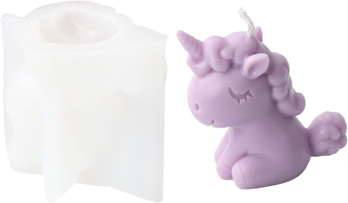 3D-dierenhars-resin harsvormen, eenhoorn, kaars, siliconenvorm, dierengietvormen, siliconen vorm, gietvorm voor handgemaakt cadeau, doe-het-zelf handwerk, decoratie (eenhoorn)