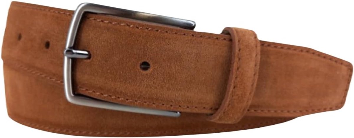 Dames/Heren Riem 3,5cm | Suède | Kleur: Licht Grijs | Riemmaat: 115 (totale lengte: 130cm) | 100% Echt Leer | Nikkelvrije gesp