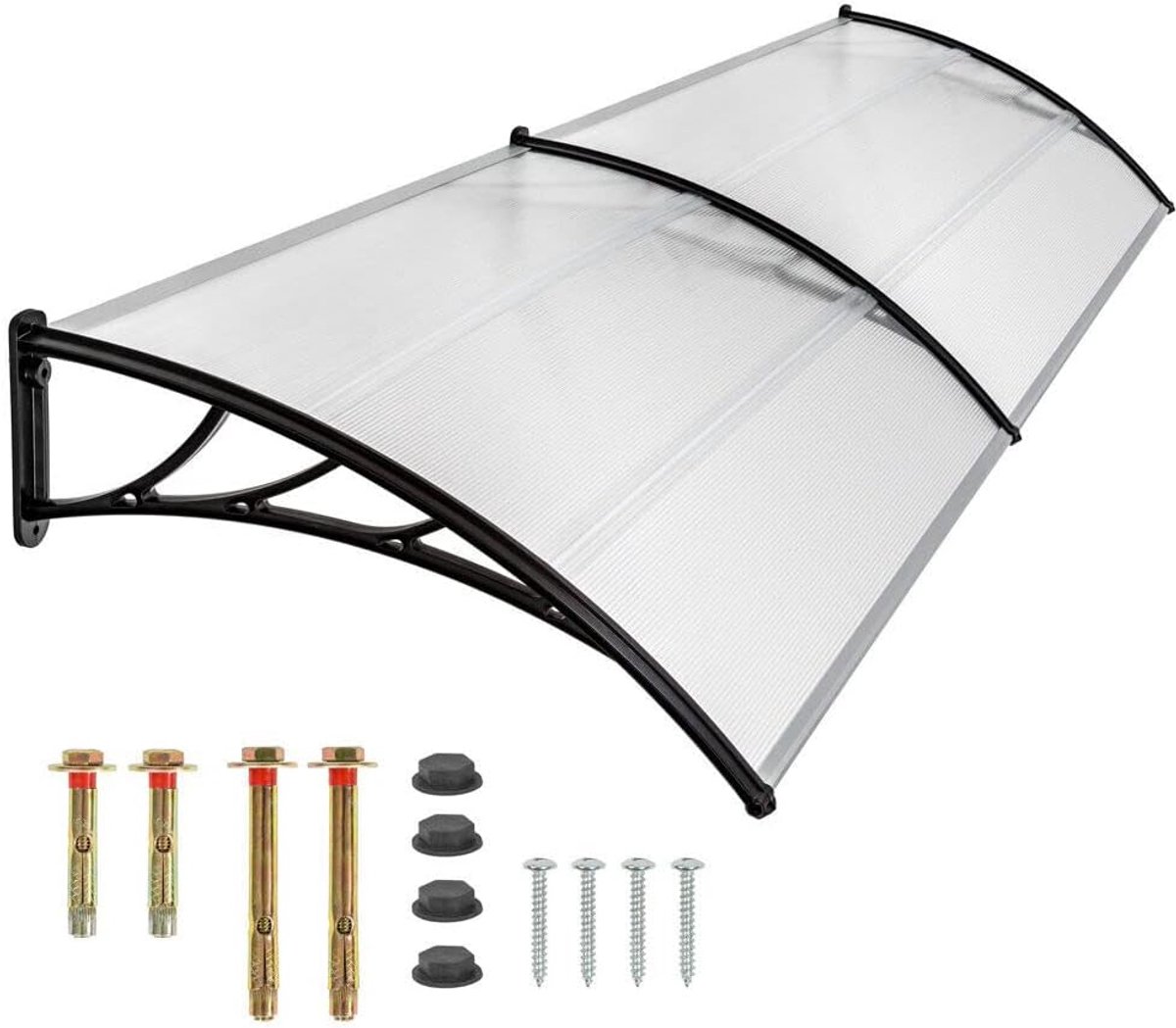 Luifel voor huisdeur, 200 cm, boogluifel, overkapping, huisdeur, huisdeurluifel, lessenaarsafdak, regenbescherming, luifel voor ramen