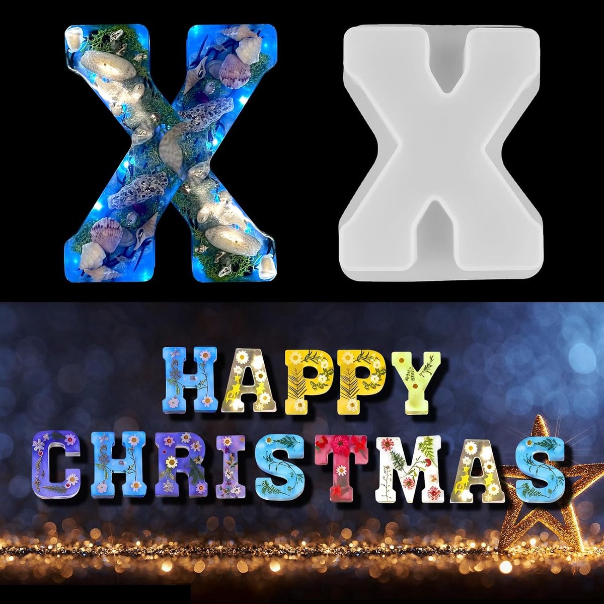 Letter Hars Vormen, 3D Alfabet Vormen voor Hars, Hars Lettervormen voor Bloemen, Siliconen Vormen voor DIY Ambachten, Huisfeest Decoratie, Verjaardag Huwelijksfeest(X)
