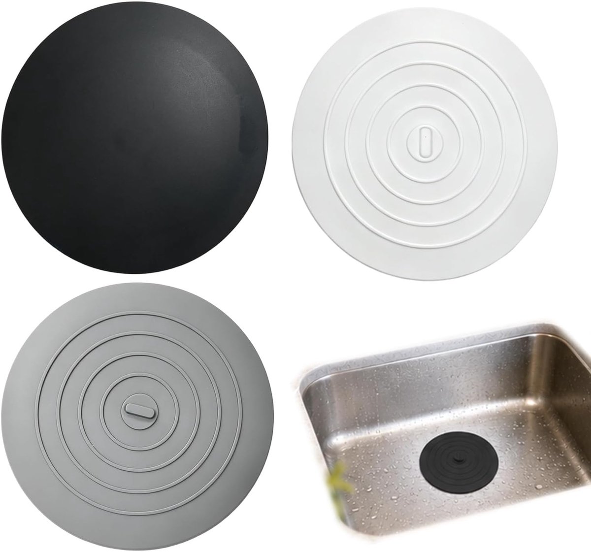 Siliconen wastafelstop, diameter 15 cm, waterdicht, geschikt voor wastafels en badkuipen, lekvrij, ook na langdurig onderdompelen.
