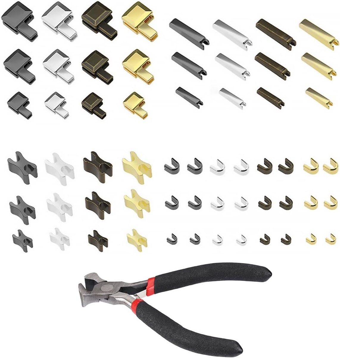 60 stuks ritssluiting reparatieset, 4 kleuren (#3, #5, #8) | metaal, invoerstift, stopper, steekdeel, voor kleding, tassen, koffers, jassen, jeans