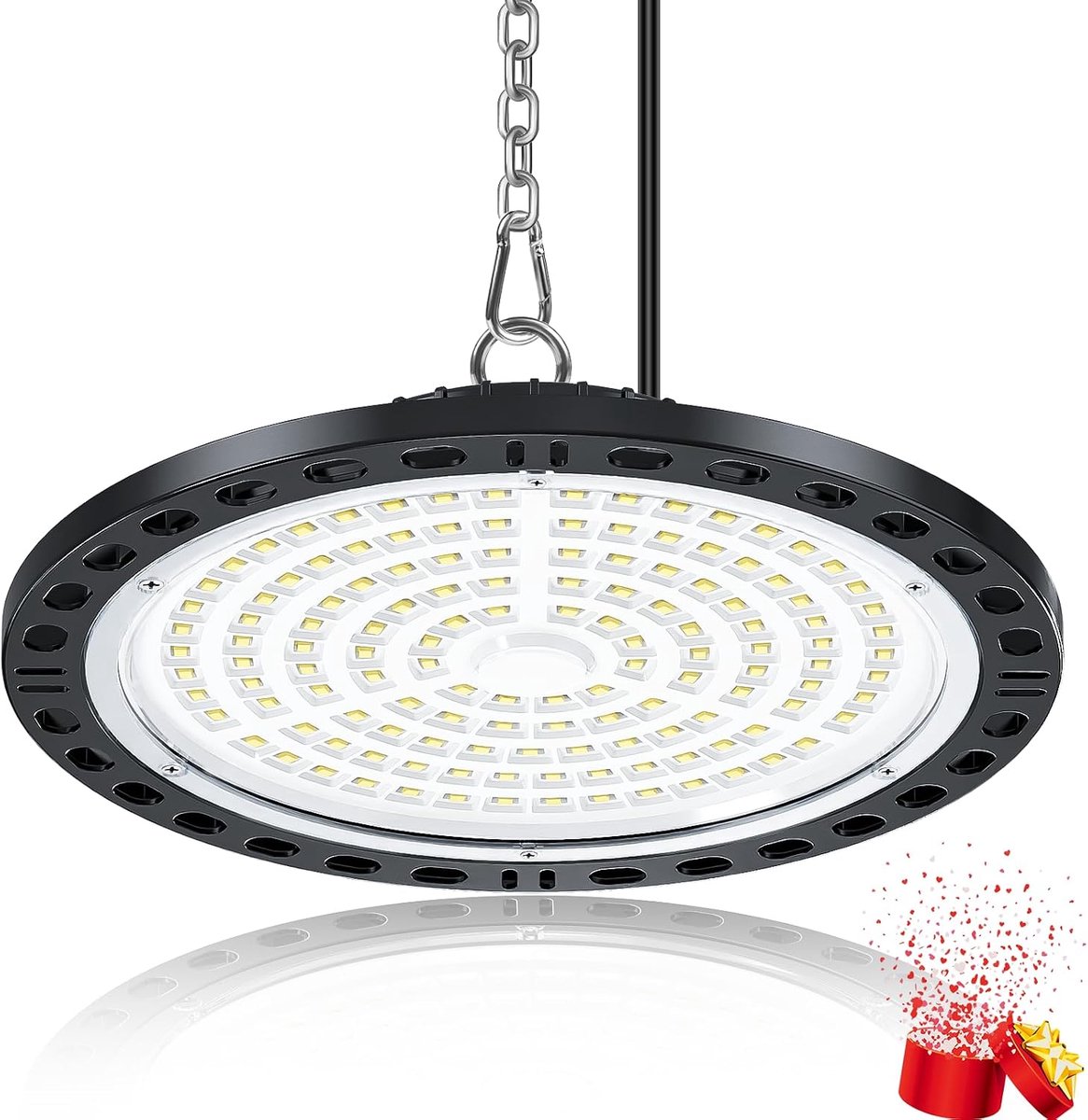 Ufo Led-werkplaatsplafondlamp, 100 W, 10000 lumen, IP65 waterdicht, 6500 K, zaalspot, garagelamp