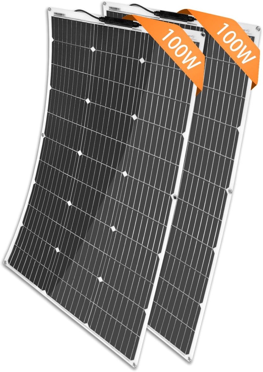2 Stuks 100W Zonnepaneel Flexibel 18V Zonnemodule ideaal voor camper, camping, tuinhuis