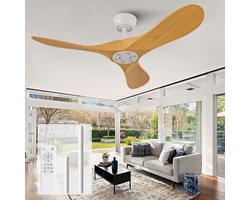 MIVRAY Plafondventilator – 42 Inch Met Afstandsbediening En 6 Snelheden – ABS – Wit Natuurlijk – Zonder Verlichting Voor Slaapkamer
