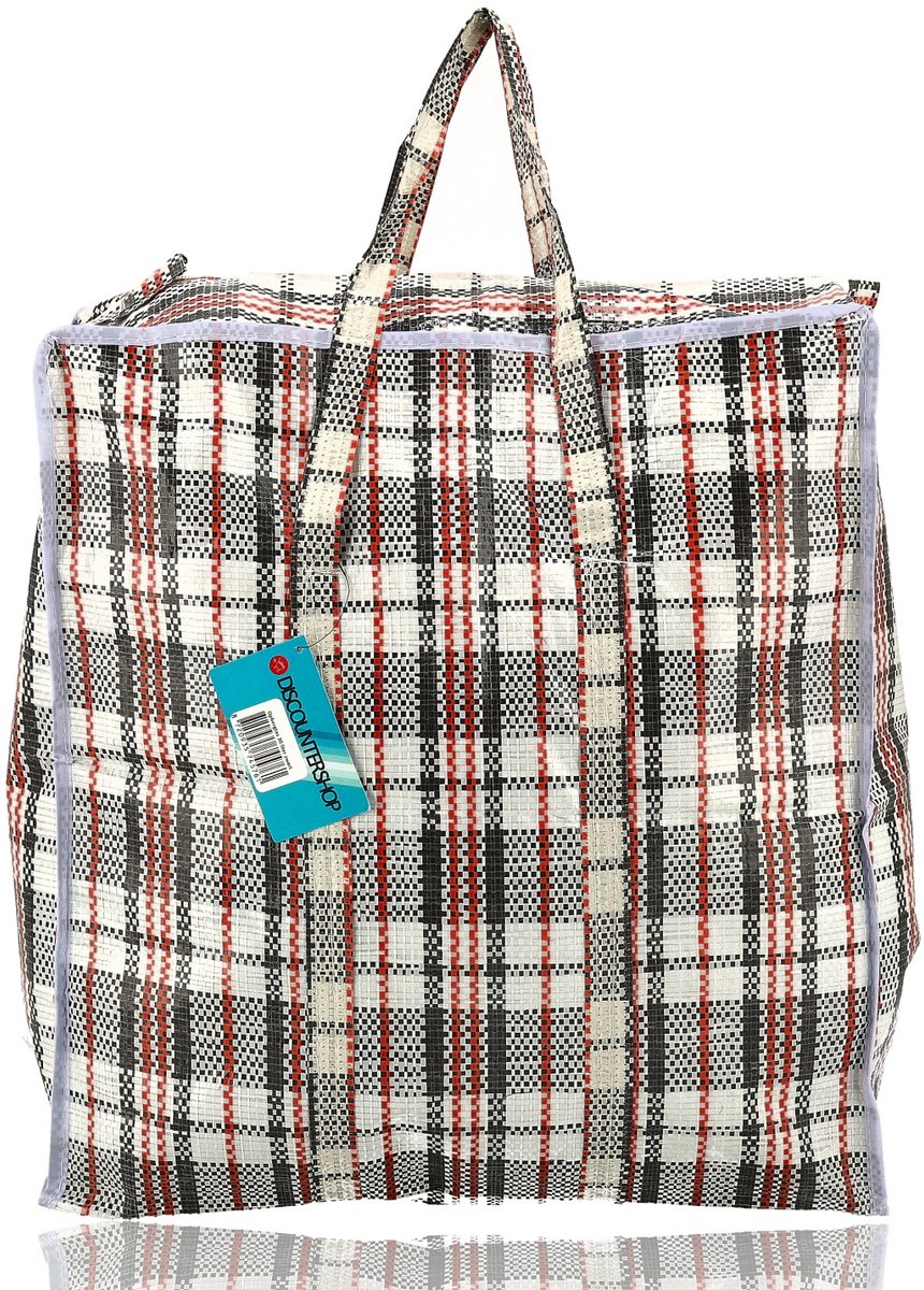 Boodschappentas met Rits 30L – Shopper 40 x 43 x 18 cm – Opbergtas en Verhuistas voor Kleding, Boodschappen, Reizen en Camping