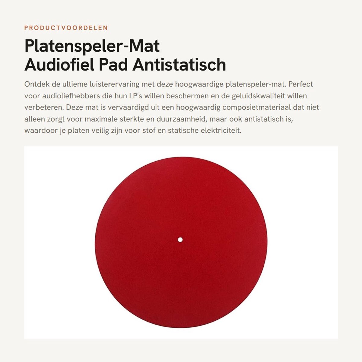 Solidchoice - Platenspeler-Mat - Audiofiel Pad - Antistatisch - Rood - Anti-Vibratie - Hoogwaardig Composietmateriaal - Geschikt voor LP Spelers - 30 cm
