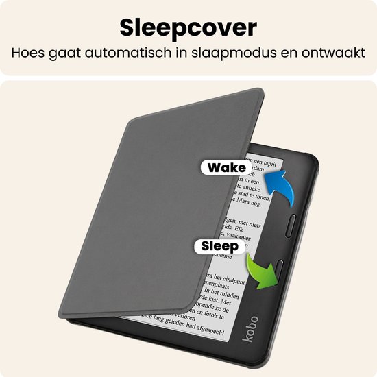 Hoesje Geschikt voor Kobo Libra 2 Hoes Book Case - Hoes Geschikt voor Kobo Libra 2 Hoesje Book Cover - Grijs van Hoesje  — afbeelding 3