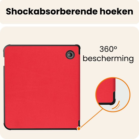 Hoesje Geschikt voor Kobo Libra 2 Hoes Book Case - Hoes Geschikt voor Kobo Libra 2 Hoesje Book Cover - Rood van Hoesje  — afbeelding 5