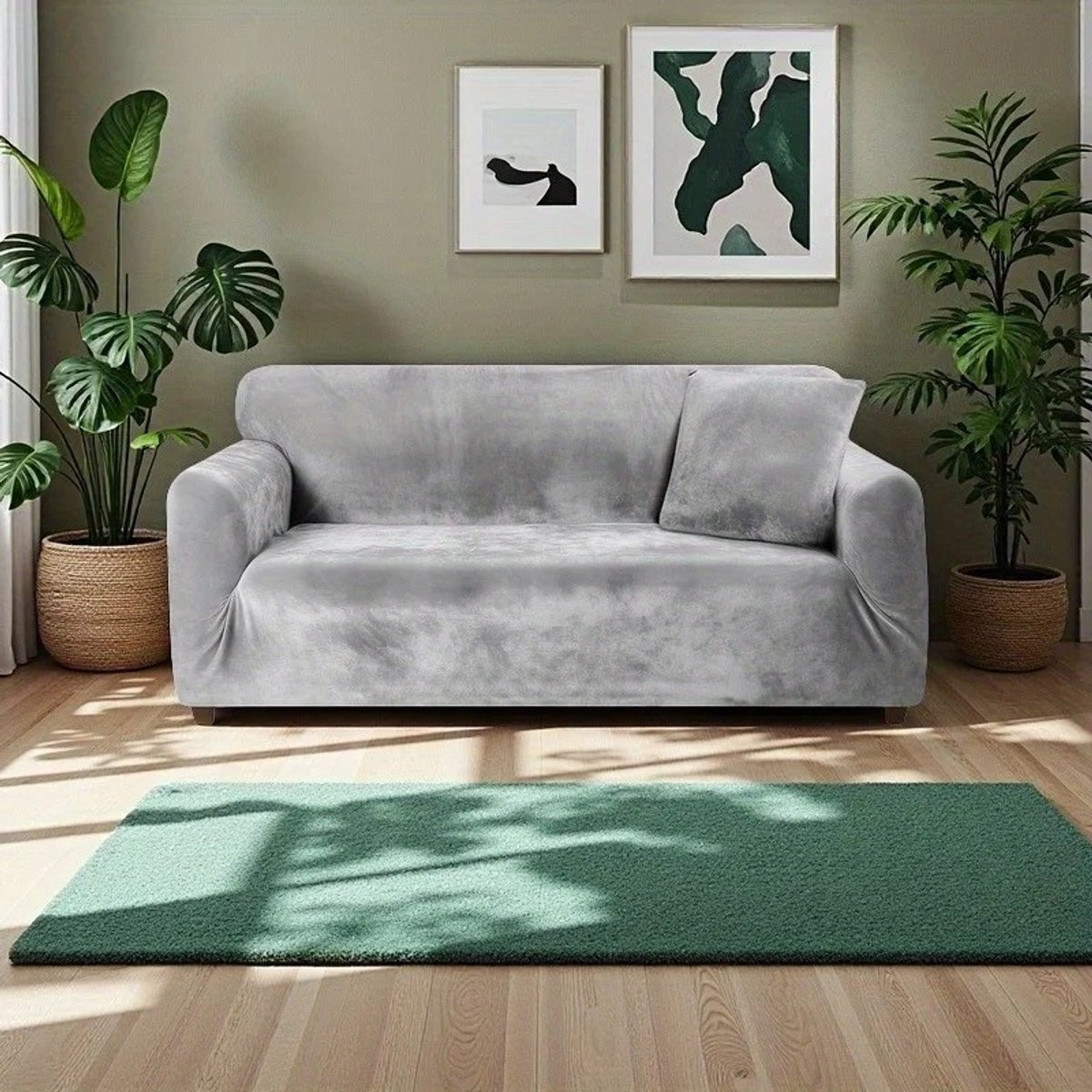 Dailygoods Luxe Pluche Dikke L-vormige Sofahoes met Kussenslopen - Elastische Rekbare Hoekbankhoes, Strakke Passende Sli