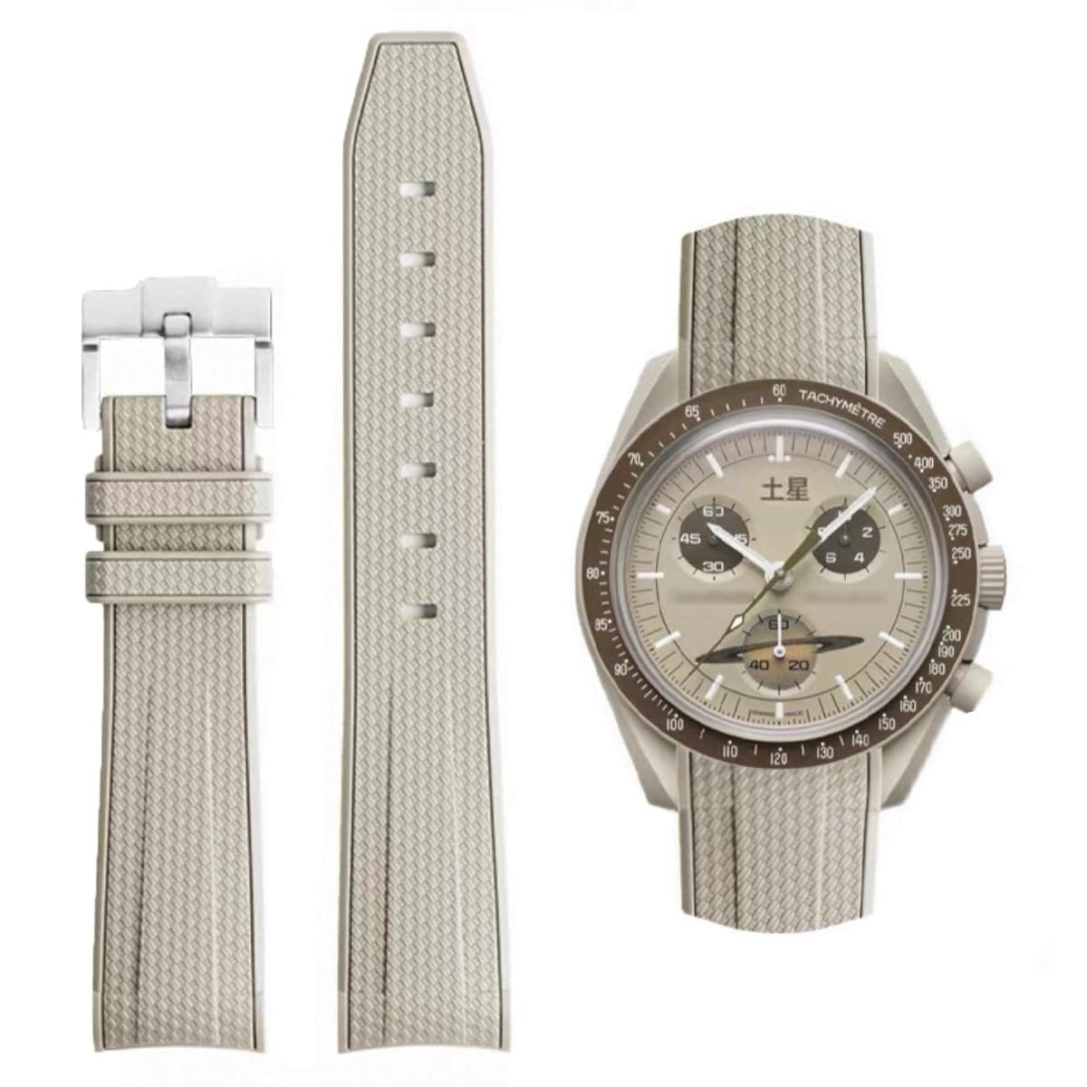 Dailygoods- Horlogeband 20mm - Vervangband voor Omega/Swatch - Siliconen/roestvrij staal - Horloges voor mannen - Perfecte pasvorm - Gebogen ontwerp - Horlogeriem
