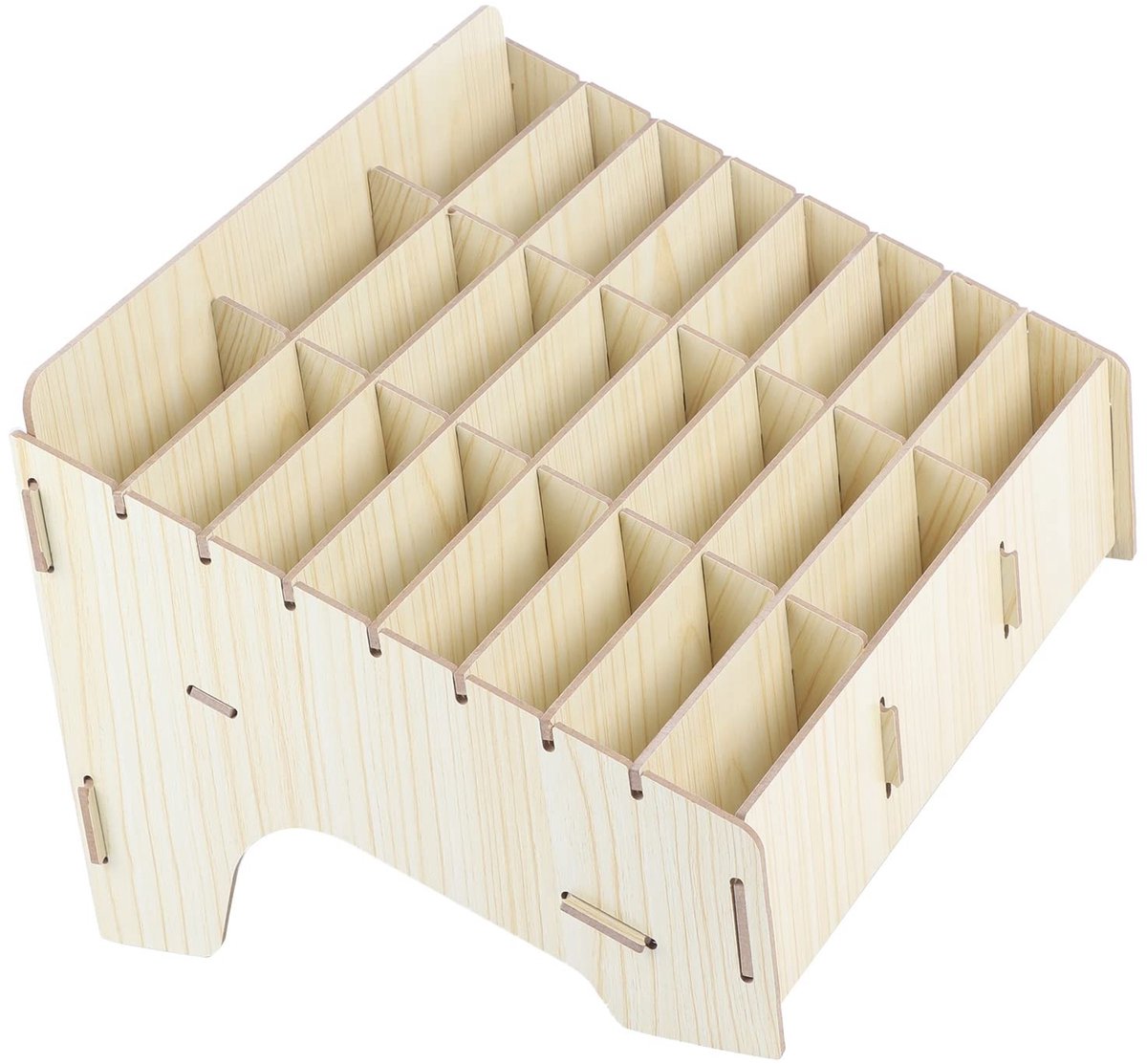 Dailygoods- Mobiele Telefoonhouder - Meerdere Cellen - Houten Oergdoos - Duurzaam Ontwerp - Geschikt voor Klaslokalen - Eenvoudig te Installeren - Telefoonorganizer