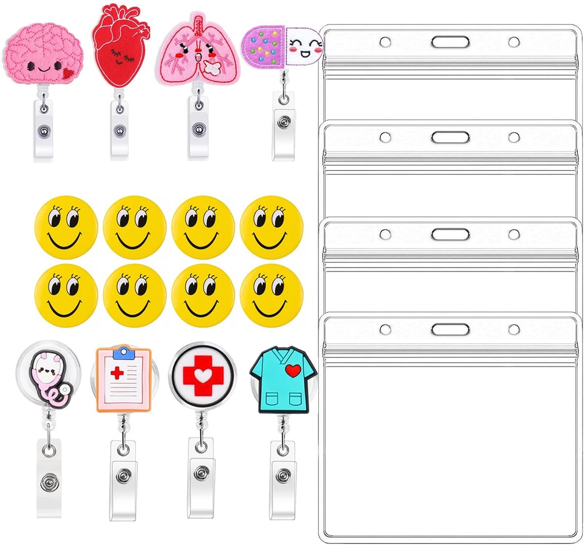 Dailygoods - Intrekbare Verpleegkundige Badge Houders - Set van 20 Stuks