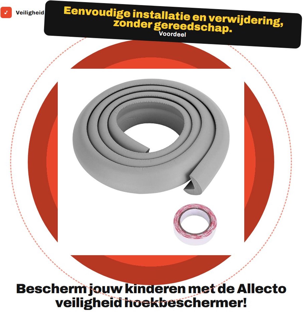 Dailygoods- Hoekbeschermer 2M - Zachte Bumperstrip - Milieuvriendelijk NBR - Eenvoudig te Installeren - Geschikt voor Hout/Glas/Tegel/Metaal/Kunststof - Meubelbeschermer