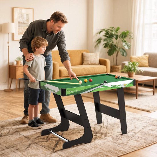 QJ Supply - Biljarttafel - Opvouwbaar - Compact - Pooltafel - Inclusief Accessoires - Indoor Spel - Ruimtebesparend - Groen