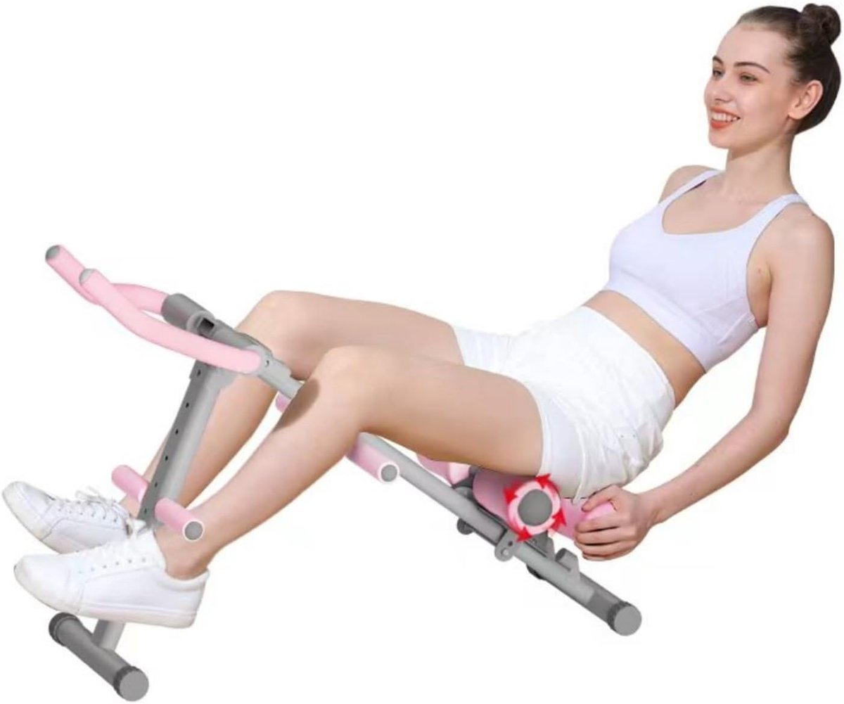 Opvouwbaar buikspierapparaat voor thuis – Verstelbare core- en tailletrainer voor vrouwen, full-body buikspiertrainer met weerstandsbanden en lcd-scherm
