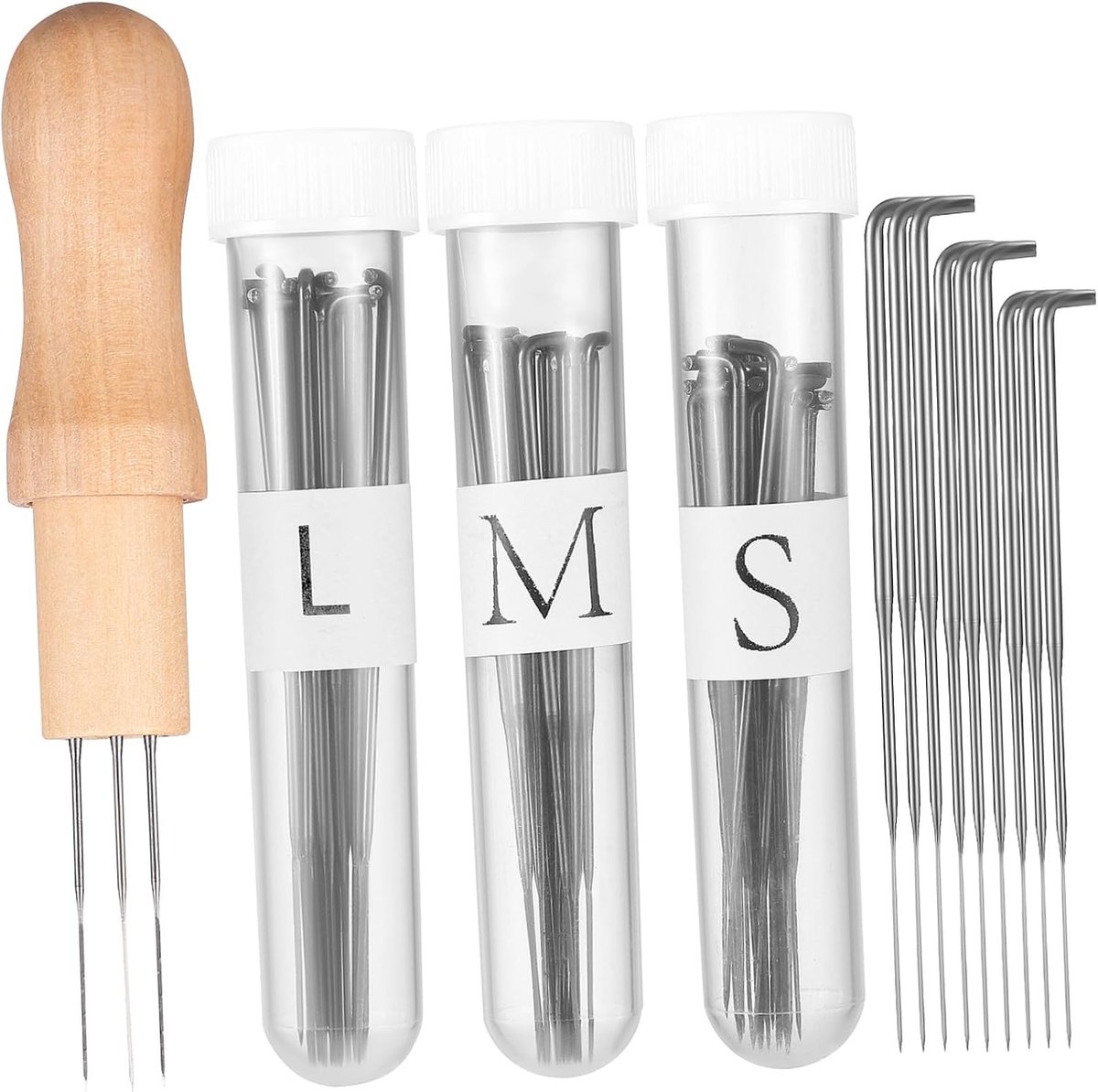 Viltnaalden Set - Handwerk Tools - Creatief Knutselen - Ergonomisch Handvat - 70 Stuks - Houtkleur