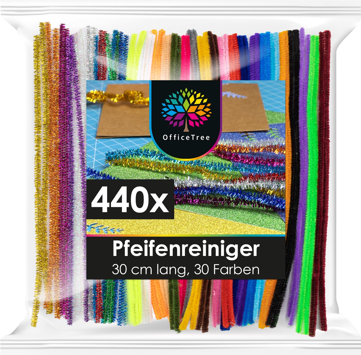 OfficeTree Pijpenragers 440-delig 30 colors - Knutselset - Knutselkoffer - Knutselspullen Kinderen - Knutselpakketten