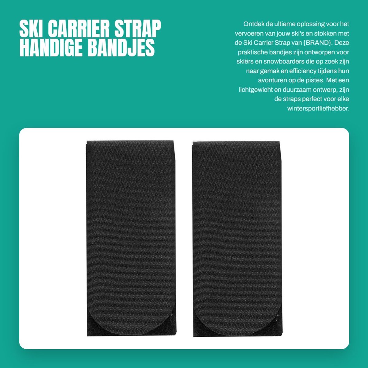 Dailygoods- Skidrager voor op dakdrager - Ski Bandjes - Bagage Sluiting - Organisator - Bescherming - Nylon, 46x5,5 cm - Skiband