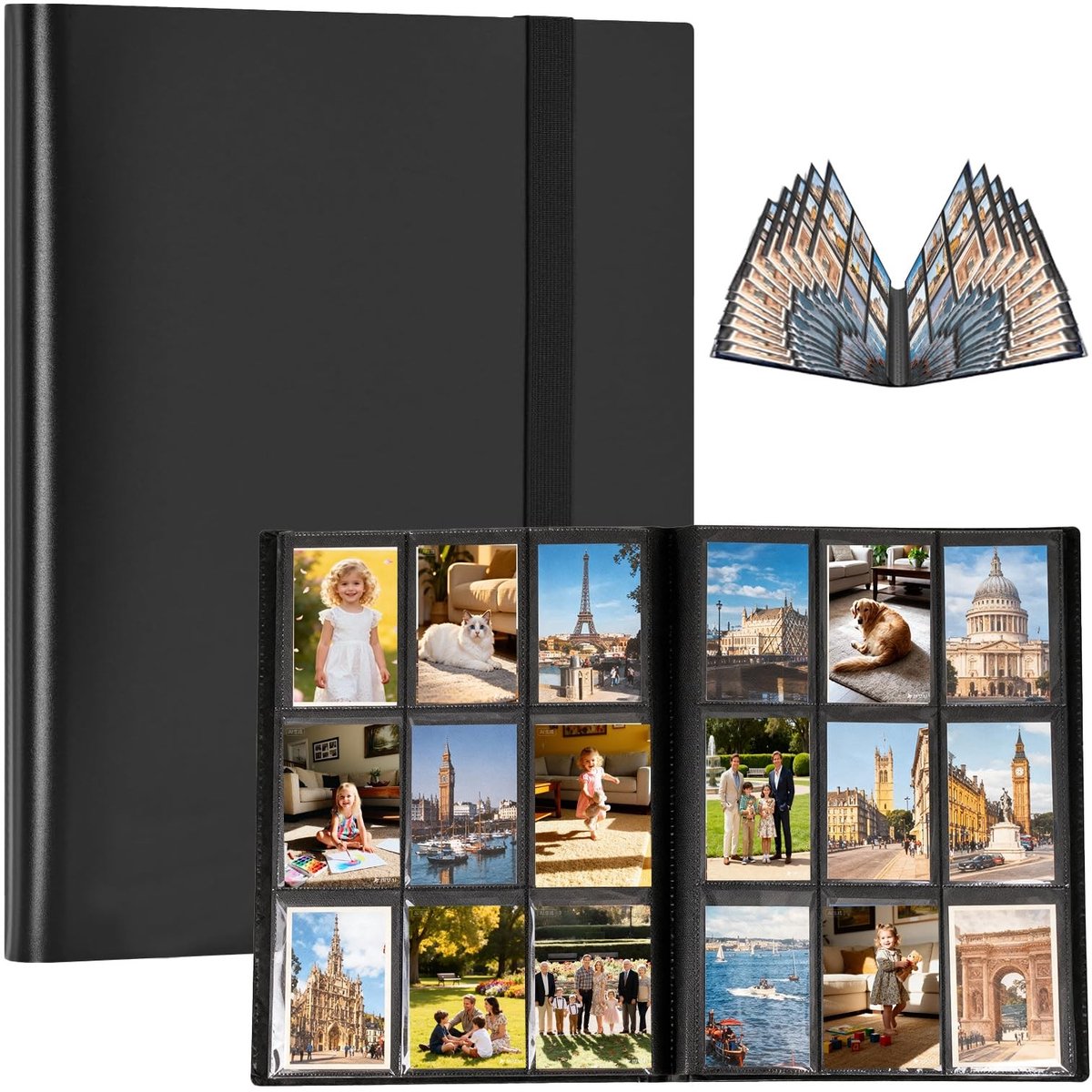 Dailygoods- Verzamelkaartenalbum 540 kaarten - Kaartenmap - Verzamelmap - Polypropyleen - 30 pagina's - Antikreuk en transparant