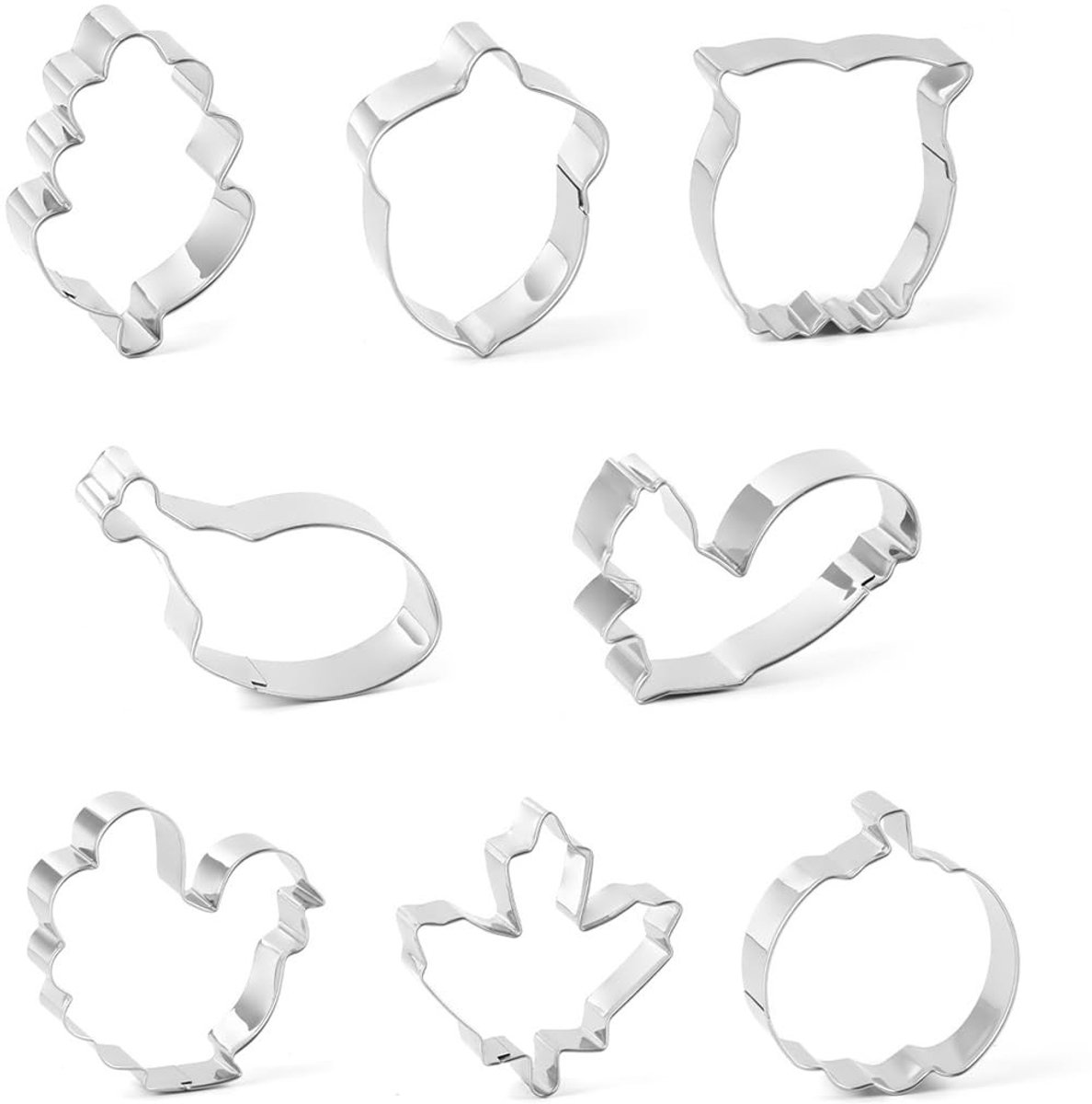Dailygoods- Uitsteekvormen 8 Stuks - Roestvrij Staal - Koekjesvormen - Fondant - Cake - Duurzaam - Hygiënisch - Koekjessteker