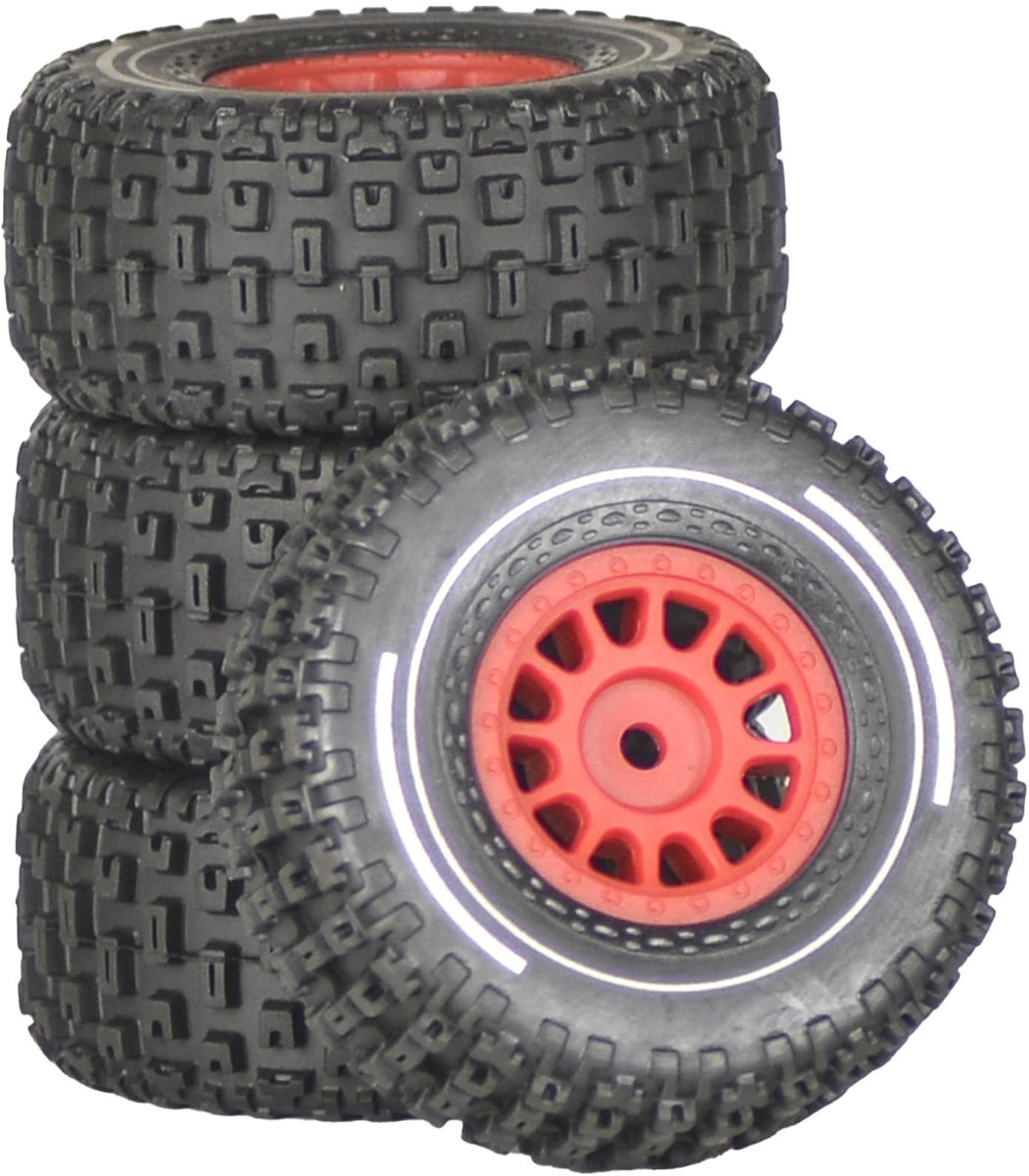 Dailygoods - Voorgelijmde 1/14 RC Vrachtwagenbanden en Wielen - 4 Stuks 12 mm Zeskant All-Terrain