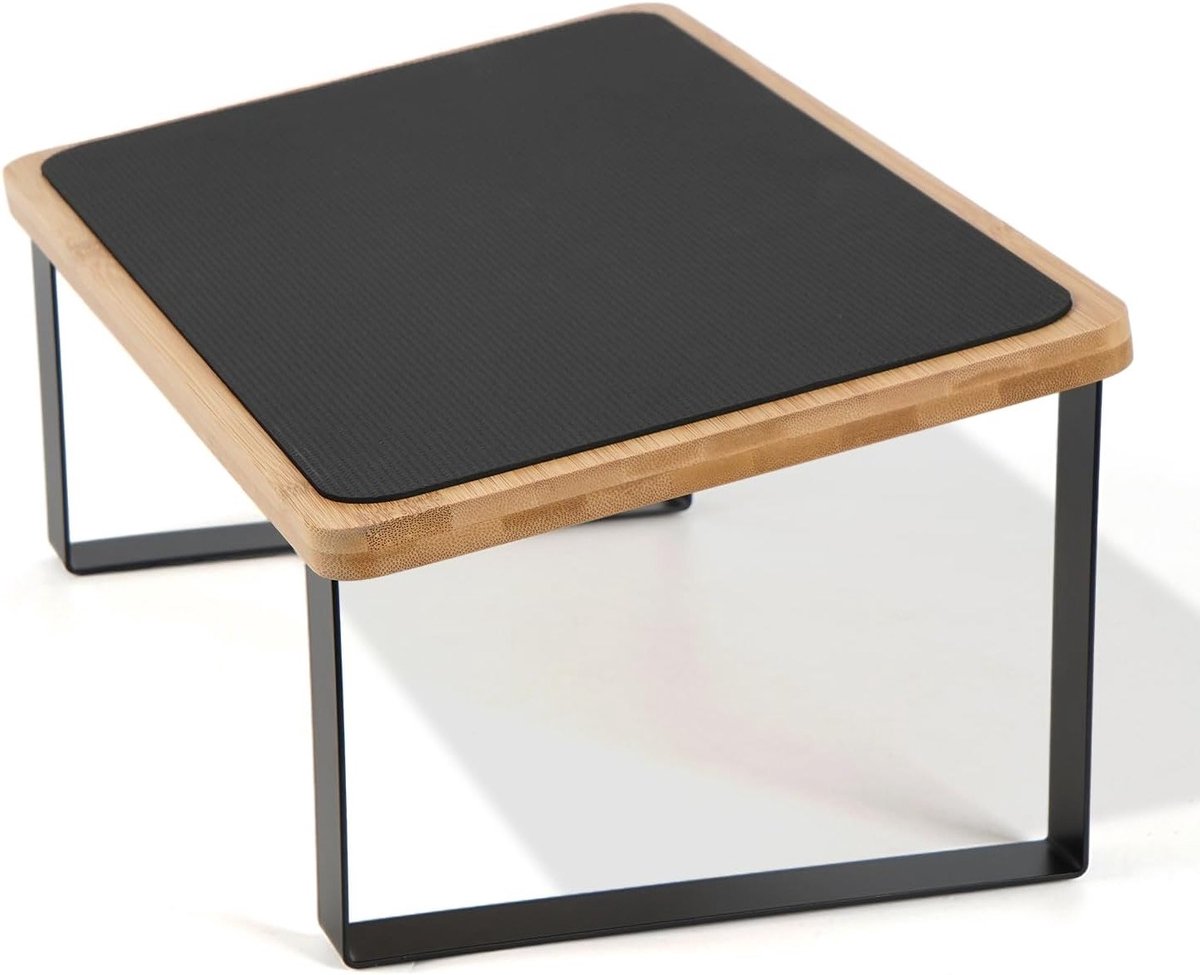 Ergonomische voetsteun van hout en metaal voor thuis en op kantoor, verlicht benen, knieën en rug, comfortabel en stijlvol
