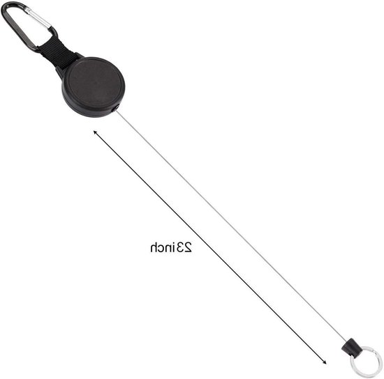 Retractable badge reel met 60 cm stalen draad, zwart, 2 stuks - ideaal voor sleutels, ID-kaarten en toegangspassen — afbeelding 2