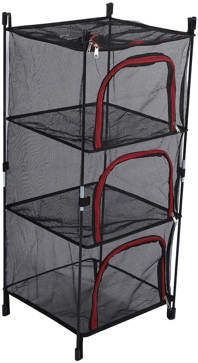 Dailygoods- Droogrek 3-laags - Opvouwbaar - Hangend - Multifunctioneel - Gaasrek - Voor vis/ groenten/ serviesgoed - Droognet