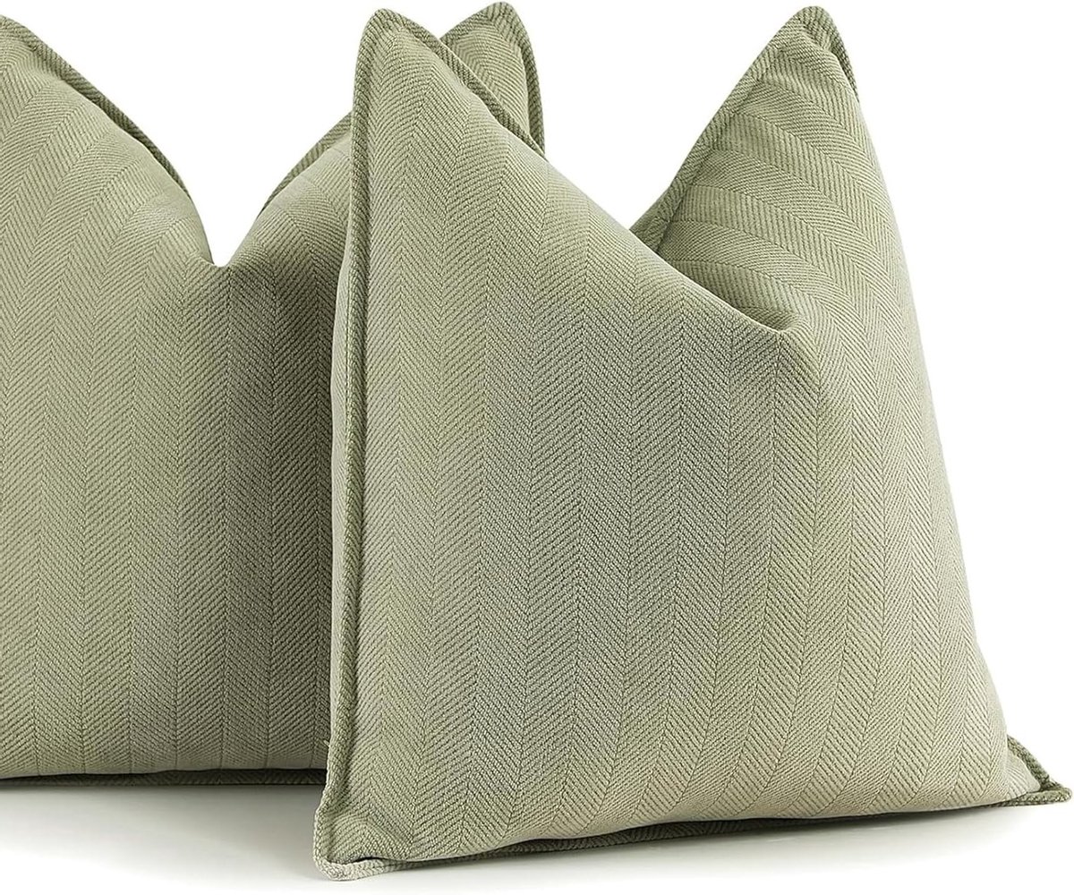 Decoratieve Kussenhoezen 45 x 45 cm in Matcha Groen voor Sofa en Slaapkamer, Set van 2 Kussens