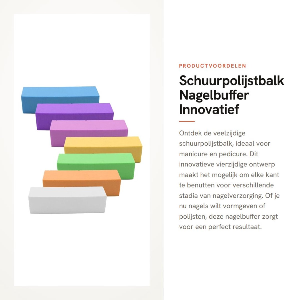 Dailygoods - Schuurpolijstbalk - Nagelbuffer - Innovatief ontwerp - 5 x 5 x 3 cm - Manicure en Pedicure - Vierzijdig schurend - Geschikt voor nagels -...