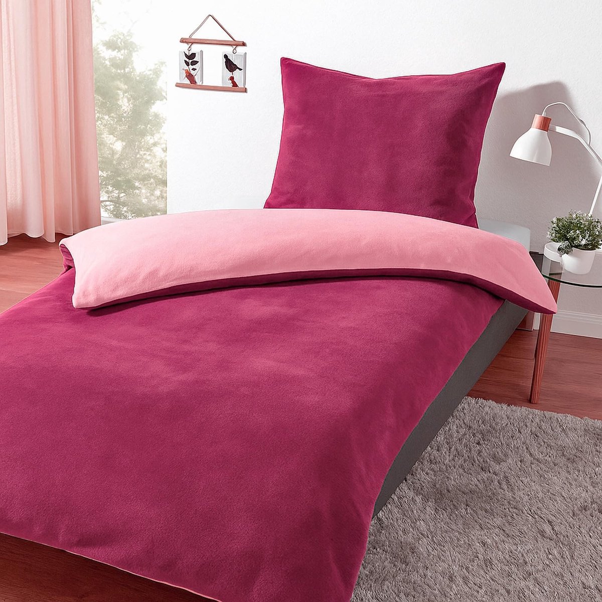 Dailygoods - Teddy Flanel Omkeerbaar Beddengoedset, Winterdekbedovertrek, 135 x 200 cm