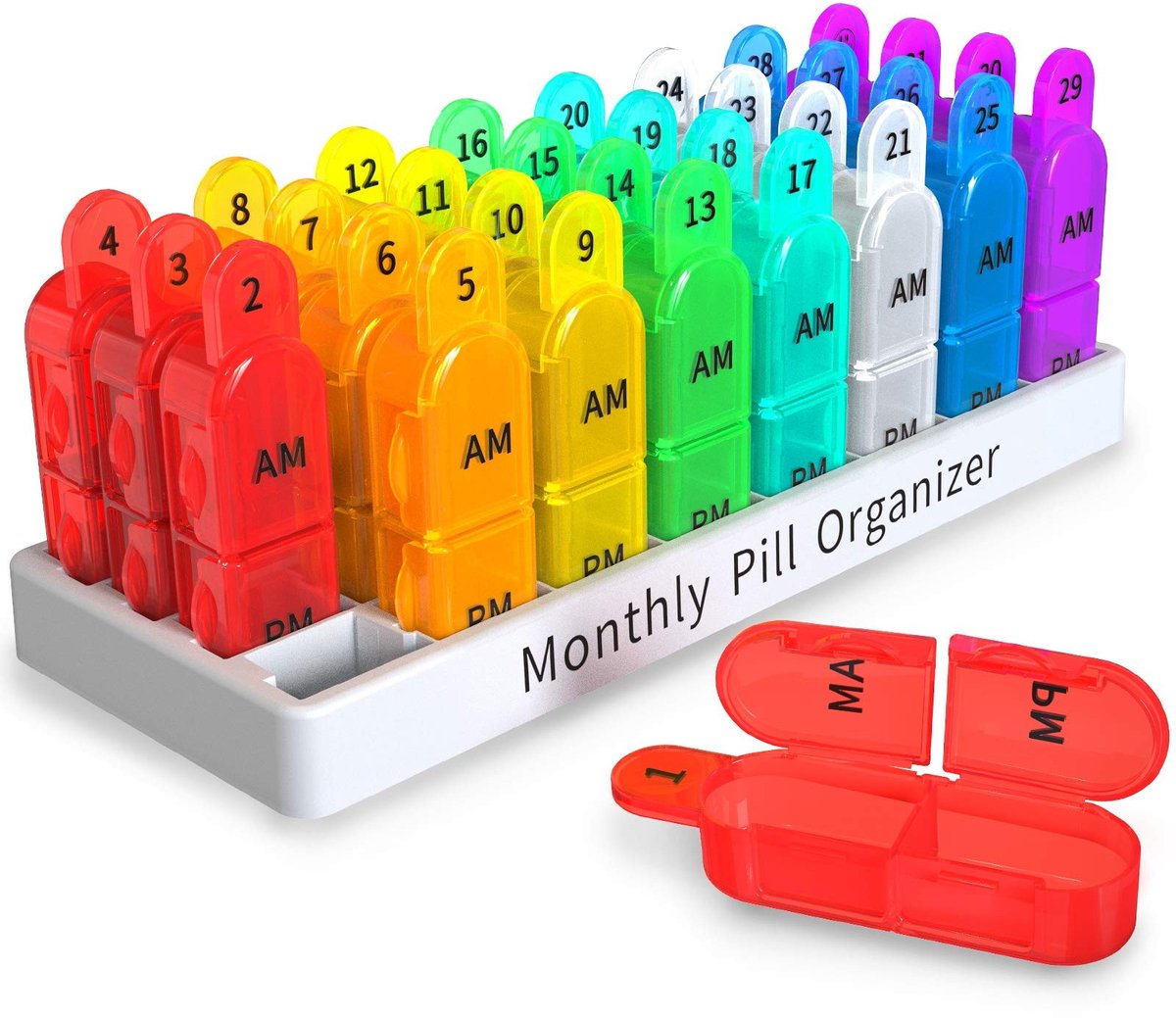 Dailygoods- Medicijndoos 32-vakken - Pillendoos 2x per dag - Organisator voor supplementen - Geschikt voor ouderen/kinderen - Eenvoudig te openen