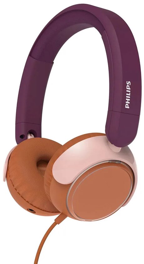 PHILIPS TAK2000MP/00 - Kinderkoptelefoon - 85 dB Veilig Luisteren - Audio Share - Ingebouwde Microfoon - Opvouwbaar - USB-C Adapter Inclusief - Magenta / Paars